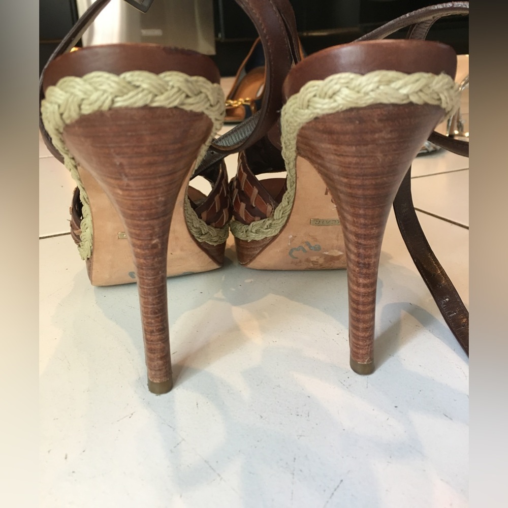 Cole Haan Ankle Strap Woven Stiletto Heels - Picture 4 of 6